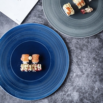 Flat plate Japanese ceramic Western plate foie gras caviar caviar pasta steak plate large flat bottom tray boundless 12 inch