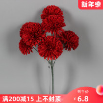 Simulation flower 7 Fork Big head ping pong ball ball chrysanthemum Green Flower Wedding Silk Flower Road lead flower arrangement table tennis chrysanthemum