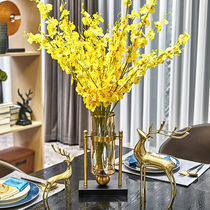 Luxury American living room table Vase ornaments European home Model Room metal countertop flower soft decoration