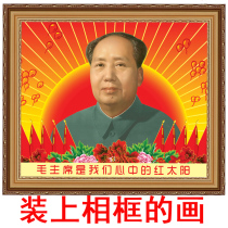 Grandpa Mao statue Wall painting Decorative painting Living room office home hanging painting Hall publicity painting Portrait of the great chairman