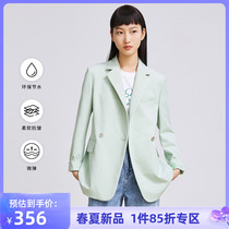 LILY2022 Spring new womens dress green and green temperament pure color comfort Anti-creasing body suit jacket