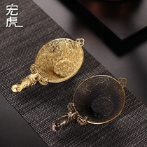 Rhyme spread the world pure copper tea leak copper creative tea leak net tea filter copper tea compartment manual tea filter tea set