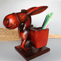 Wooden donkey pen holder handmade animals day-to-day gold lucky fortune living room desktop accessories wine cabinet decorations ornaments