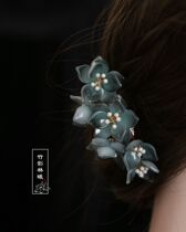 Hairpin simple modern ink blue ball hair accessories female ancient style headdress Hanfu accessories Song hairpin fresh