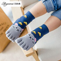 Five-finger socks cartoon baby 7-12 years old children 1-3 years old childrens cotton thin summer boys corrective tube socks