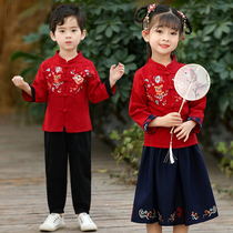 Childrens Tang clothing Han clothing Girls Chinese style thin summer boy costume Baby spring and Autumn suit New Year brother and sister outfit