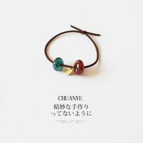 Starry sky beads hair ring Korean small fresh tie hair head rope Sweet net red leather band Hair ornaments Hair ring bracelet dual-use