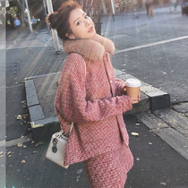 SANDRO moskoloni small fragrant wind suit skirt thickened foreign air hostess goddess Temperament Fashion Winter Dress