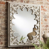 Neoclassical post-modern creative woodcarving decorative mirror woodcarving carved mirror square porch mirror bathroom mirror custom new product