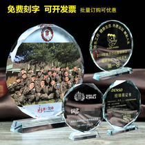 Crystal gift custom veterans comrades veterans reunion retirement graduation commemorative gift practical ornaments