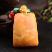 Natural Amber chicken oil yellow old beeswax pendant nothing side brand water drop men and women ethnic style sweater necklace