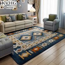 KVHG Mediterranean bedroom carpet living room Large Area blue tea table blanket machine washable block blanket bedside household floor mat