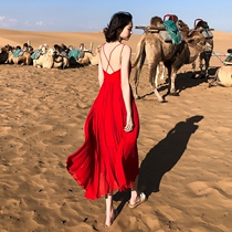 Harness One-piece Dress Tria Travel Dew Back Snowspun Super Fairy Long Skirt Thai Seaside Photo Clothing Holiday Beach Dress