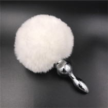 Novice rabbit tail anal plug small number cute female sex toy pull beads SM out cute cat mini