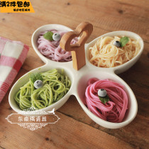 Pure White creative ceramic multi-grid dim sum fruit platter bamboo wood handful household dried fruit nuts Snack Plate 2 sets