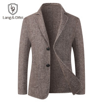 Langdifi wool coat Mens short slim wool coat Mens jacket Business casual thickened wool coat