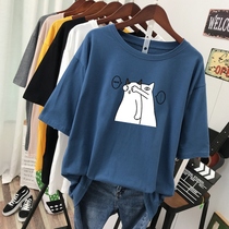 Fat extra large size fat mm short-sleeved t-shirt womens spring and summer 2021 new Korean loose thin casual top tide