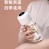 Transparent glass with lid girl ins Wind large capacity Student Cup portable tea cup high-grade tea cup