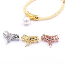 Elbow drop holder 925 silver-plated pearl pendant with zircon necklace Buckle Head hanging drop empty back diy accessories semi-finished products