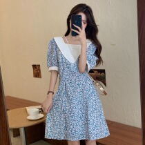 2022 Summer new Korean version Design sensation Coloured flip-flopped Fancy Dress Umbrella Skirt Woman High Waist Display Slim and Slim Flowers Skirt