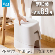 Camellia small stool plastic bench Home Childrens stool thick non-slip shoe stool Net Red low stool bathroom stool