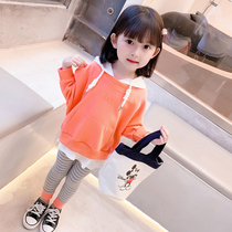Girl suit Spring autumn season 2022 new children Yangqi Fashionable Casual Pure Cotton Baby Spring Clothing clothing Two sets