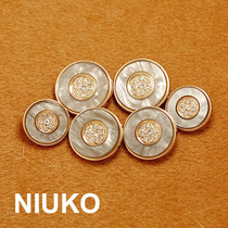 NIUKO A diamond metal coat button gray resin surface gold bottom ultra-exquisite coat button custom accessories buckle