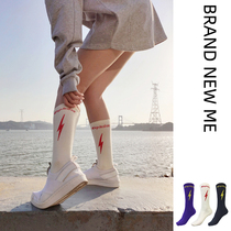  Trend ins sports fitness running yoga Basketball leisure long high tube socks mens and womens couple pure cotton socks