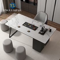 Light luxury rock board Kung Fu tea table balcony tea table and chair combination Modern simple Nordic office desk tea table integration