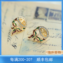 Lombardy vintage French 80s Seiko enamel color handsome villain mask mysterious sense ear needle