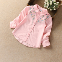Girl spring shirt cotton spring and autumn thin long sleeve Korean version of autumn dress foreign fashion fashionable female baby middle child shirt