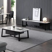 Nordic all solid wood marble coffee table TV cabinet combination simple modern rectangular living room home small apartment