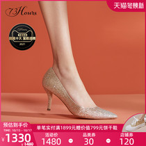 73Hours womens shoes Island summer pointed crystal shoes Chinese high heels wedding shoes Xiuhe wedding dress two women