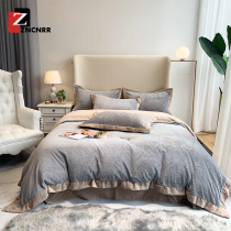 Four-piece winter coral velvet bed sheet duvet cover thickened double-sided milk flannel baby velvet quilt bedding