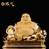 Taiwan Shengfan Maitreya Buddha ornaments bronze gilt Maitreya Bodhisattva big belly smiling Buddha statue home offering Buddha Hall supplies