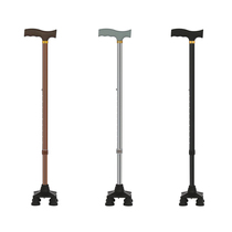 Elderly 4-foot crutch anti-slip light aluminium alloy cane adjustable height telescopic crutch assist with single foot turning stick