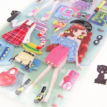 Babi doll Little Girl change stickers change clothes paste three-dimensional cartoon bubble stickers Princess stickers change show