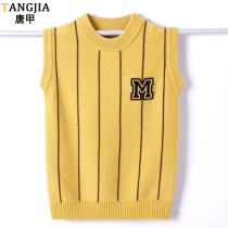 Autumn and winter boys  wool vest trend 10-18 years old primary and secondary school students sleeveless sweater pure wool horse clip waistcoat trend