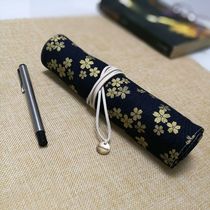  New style Japanese cotton and linen roller curtain pen bag pen curtain roll pen bag mens and womens fabric pen bag large capacity