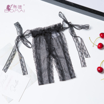 Plus size lace-up fun open file underwear sexy lace thong passion temptation low waist free briefs female