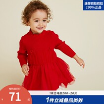 Mini Balabala girl dress Baby Baby Baby Baby autumn winter dress children red princess skirt
