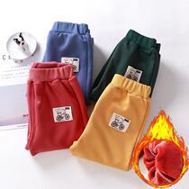 Children plus suede thickened casual pants 2022 autumn winter new male girl sports pants for children long pants baby pants