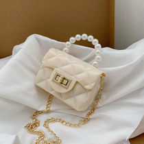 Mini small bag female 2021 new trendy fashion summer pearl chain small square bag wild jelly shoulder messenger bag