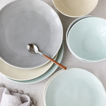 W1962 American Hand Pinch Irregular Buds Texture Ceramic Cutlery Suit Western Dining Tray Salad Bowl Microwave