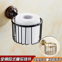 European and American black imitation retro brushed all copper roll paper toilet rack bathroom hardware pendant free of punching