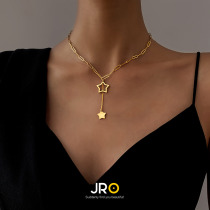 JRO five-star necklace Womens light luxury niche design sense cold wind clavicle chain ins tide Simple personality tassel accessories