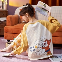 Pajamas female spring and autumn cotton 2021 new autumn long sleeve cotton cute student dormitory Net red home clothes