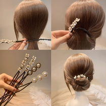 Flower coil tie half ball head artifact Korean version of non-slip lazy simple new pearl hair headdress women