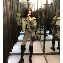 Coat 2020 new womens autumn and winter thin army green temperament design sense small jacket womens short jacket