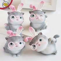 Cute Kitty Small Swing Piece Fattening Mansion Uni Karins Creative Car Tabletop Decoration Resin Paparazzi Festival Gifts